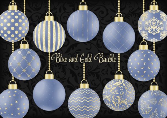 Blue and Gold Christmas Bauble: A Versatile Design Element for Holiday Creativity