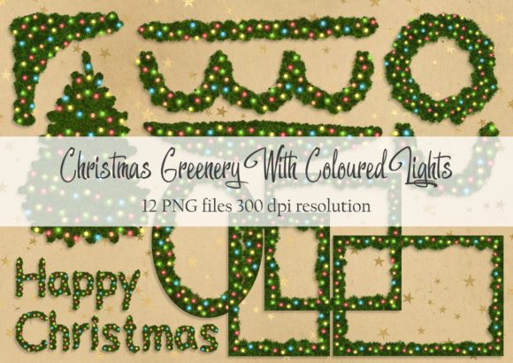 Christmas Greenery with Coloured Lights: A Versatile Resource for Creative Projects