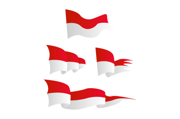 Collection Waving Flags of Indonesia