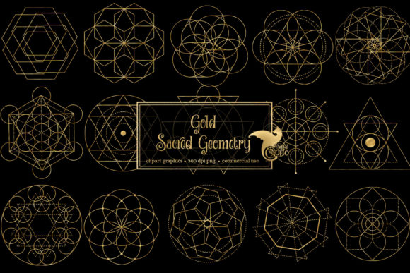 Gold Sacred Geometry Clipart for Creative Projects