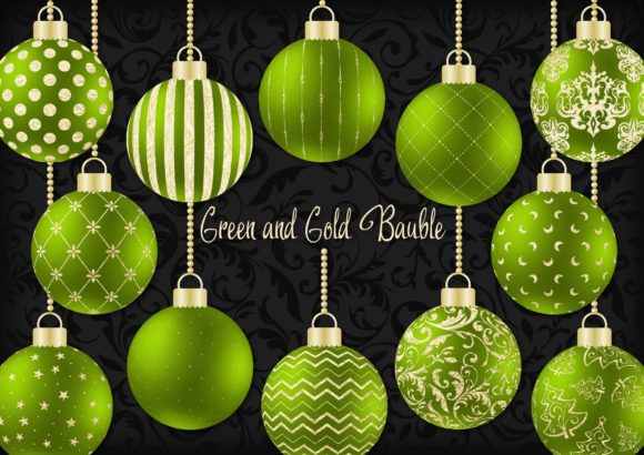 Green and Gold Christmas Bauble: A Versatile Decor Element for Creative Projects