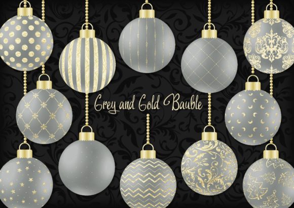 Grey and Gold Christmas Bauble: A Versatile Design Asset for Your Holiday Creations