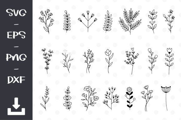 Hand-Drawn Flowers and Leaves: A Versatile Digital Asset for Creative Projects