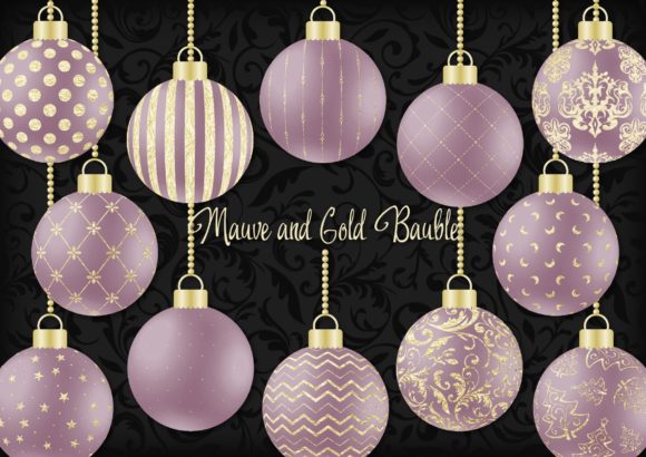 Mauve and Gold Christmas Bauble: A Versatile Design Element for Holiday Creations
