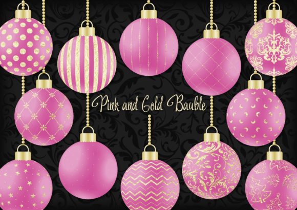 Pink and Gold Christmas Bauble: A Versatile Asset for Creative Projects