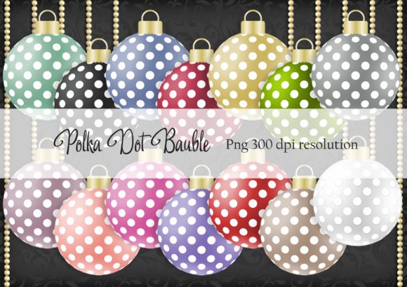 Polka Dot Christmas Bauble PNG Set