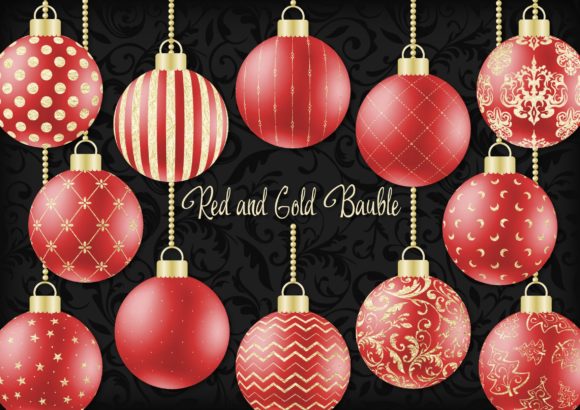 Red and Gold Christmas Bauble Font