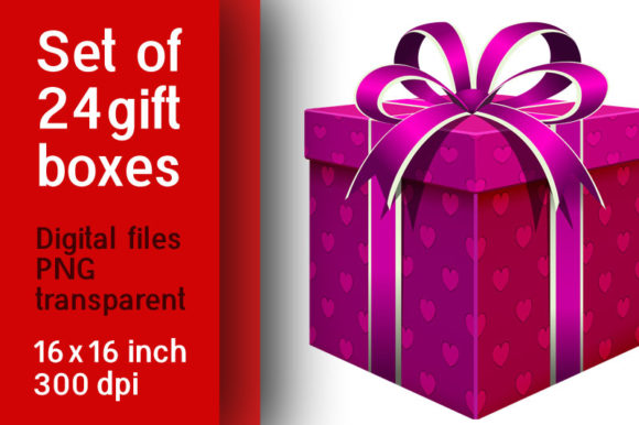Set of 24 Digital Gift Boxes: A Versatile Design Tool for Every Season