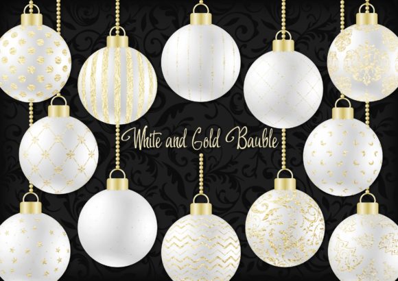 White and Gold Christmas Bauble: A Versatile Design Element for Holiday Crafting