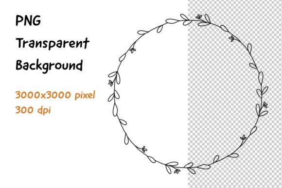 Wreath Frame Black and White Graphic